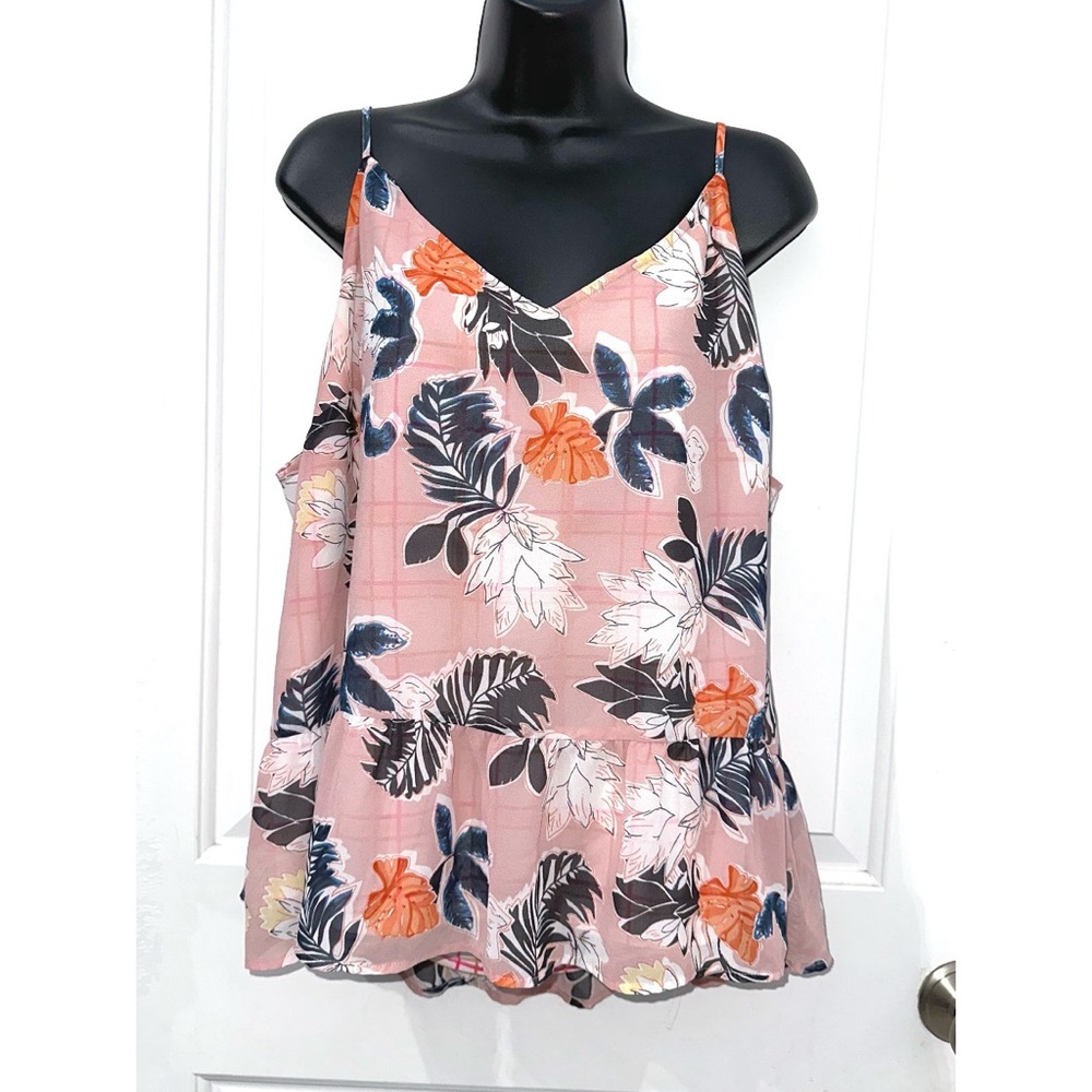 A new day Pink Floral Print Peplum Top